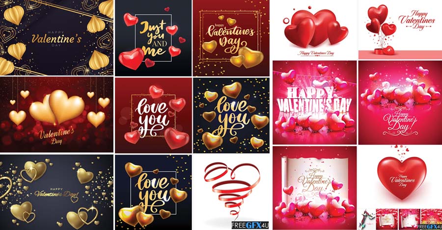 Valentines Day 38 Backgrounds With Hearts Pack